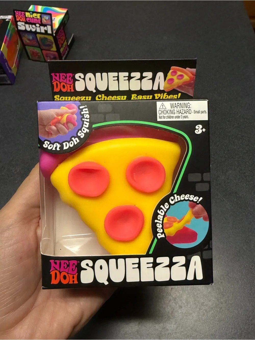 Authentic NeeDoh Squeezzza Pizza Soft Doh Squisher - Yellow & Pink
